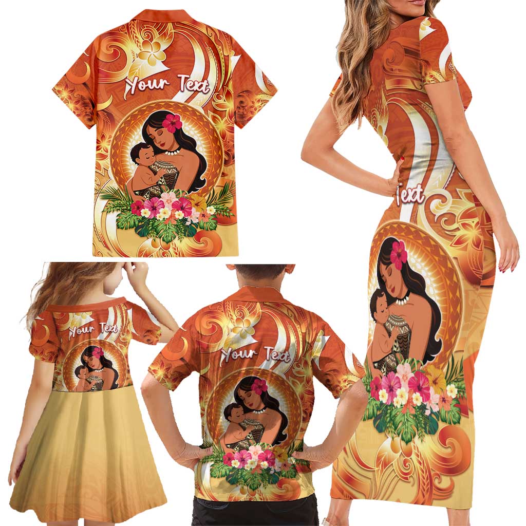 Personalised Tonga Mother's Day Family Matching Short Sleeve Bodycon Dress and Hawaiian Shirt I Love You Mom DT04 - Polynesian Pride