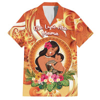 Personalised Tonga Mother's Day Family Matching Short Sleeve Bodycon Dress and Hawaiian Shirt I Love You Mom DT04 Dad's Shirt - Short Sleeve Orange - Polynesian Pride