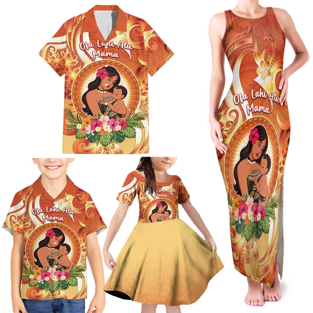 Personalised Tonga Mother's Day Family Matching Tank Maxi Dress and Hawaiian Shirt I Love You Mom DT04 - Polynesian Pride