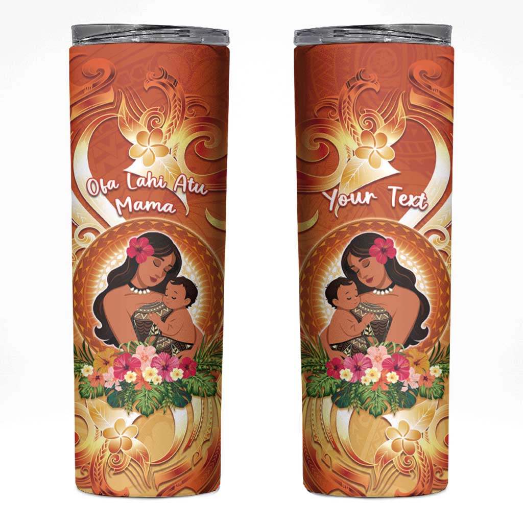 Personalised Tonga Mother's Day Skinny Tumbler I Love You Mom DT04 Orange - Polynesian Pride