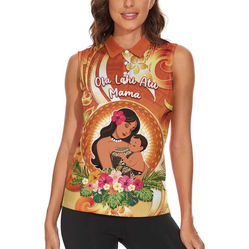 Personalised Tonga Mother's Day Women Sleeveless Polo Shirt I Love You Mom DT04 - Polynesian Pride