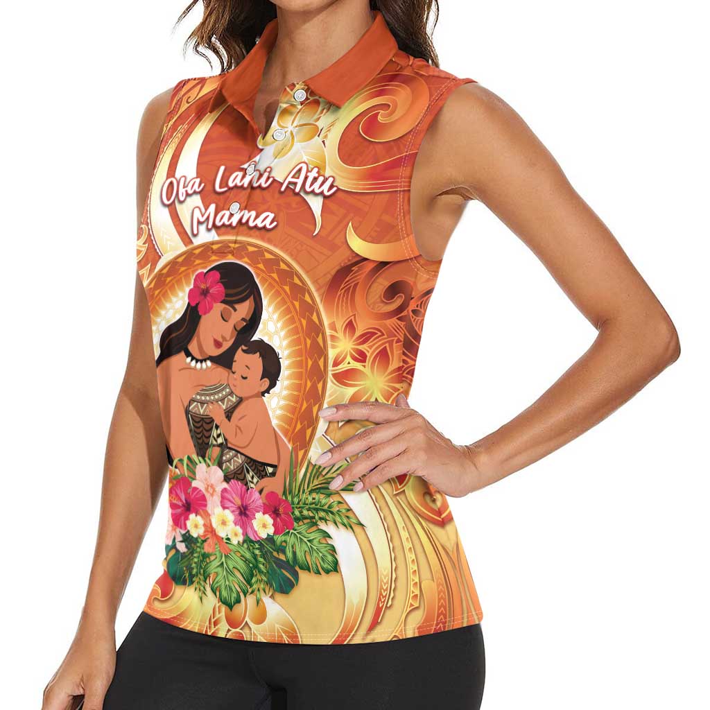 Personalised Tonga Mother's Day Women Sleeveless Polo Shirt I Love You Mom DT04 - Polynesian Pride