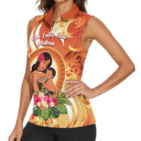 Personalised Tonga Mother's Day Women Sleeveless Polo Shirt I Love You Mom DT04 - Polynesian Pride