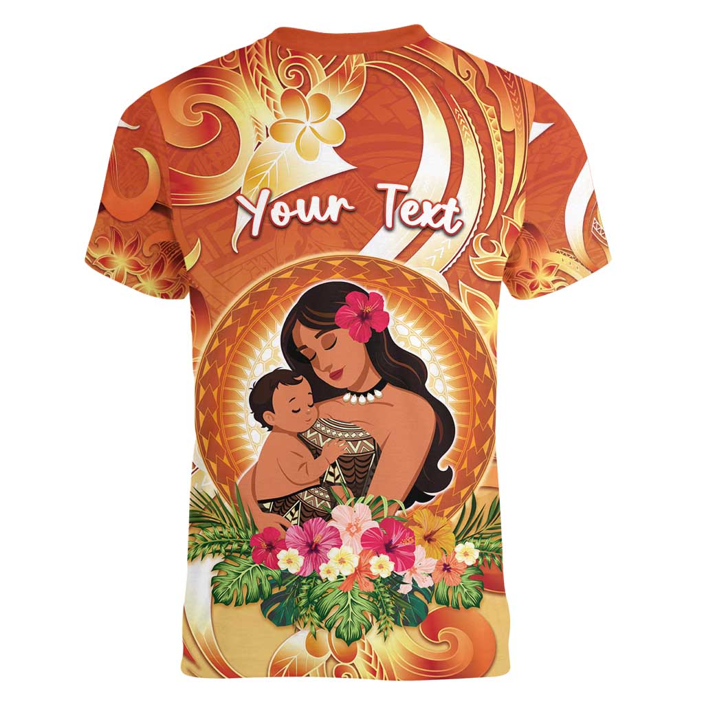 Personalised Tonga Mother's Day Women V-Neck T-Shirt I Love You Mom DT04 - Polynesian Pride