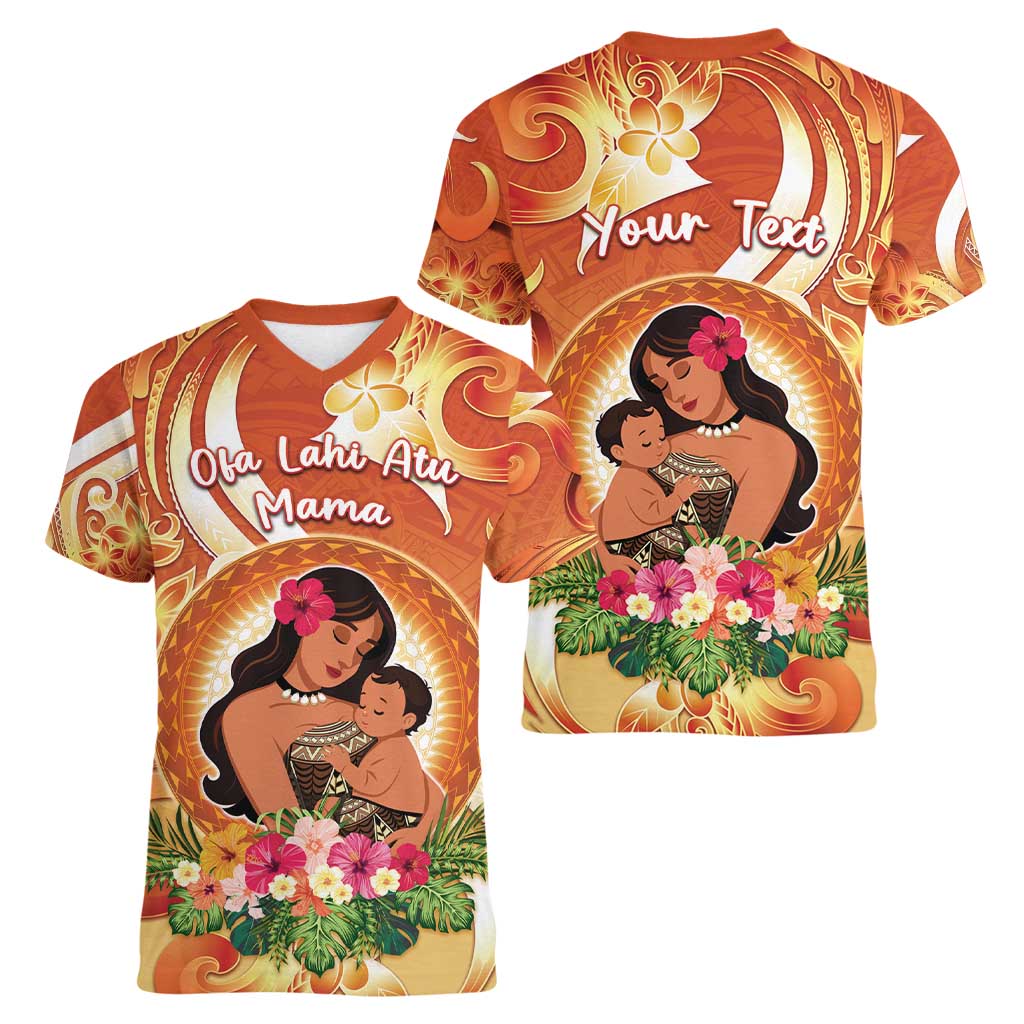Personalised Tonga Mother's Day Women V-Neck T-Shirt I Love You Mom DT04 - Polynesian Pride