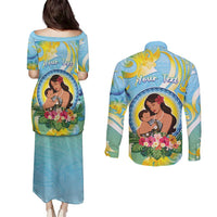 Personalised Fiji Mother's Day Couples Matching Puletasi and Long Sleeve Button Shirt I Love You Mom DT04 - Polynesian Pride