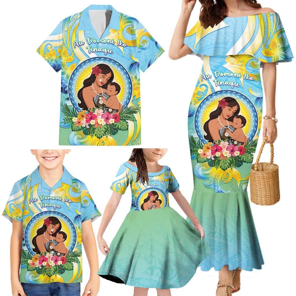Personalised Fiji Mother's Day Family Matching Mermaid Dress and Hawaiian Shirt I Love You Mom DT04 - Polynesian Pride