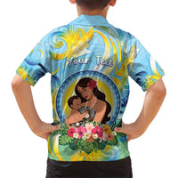 Personalised Fiji Mother's Day Family Matching Short Sleeve Bodycon Dress and Hawaiian Shirt I Love You Mom DT04 - Polynesian Pride