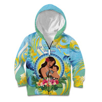 Personalised Fiji Mother's Day Kid Hoodie I Love You Mom DT04 Zip Hoodie Blue - Polynesian Pride