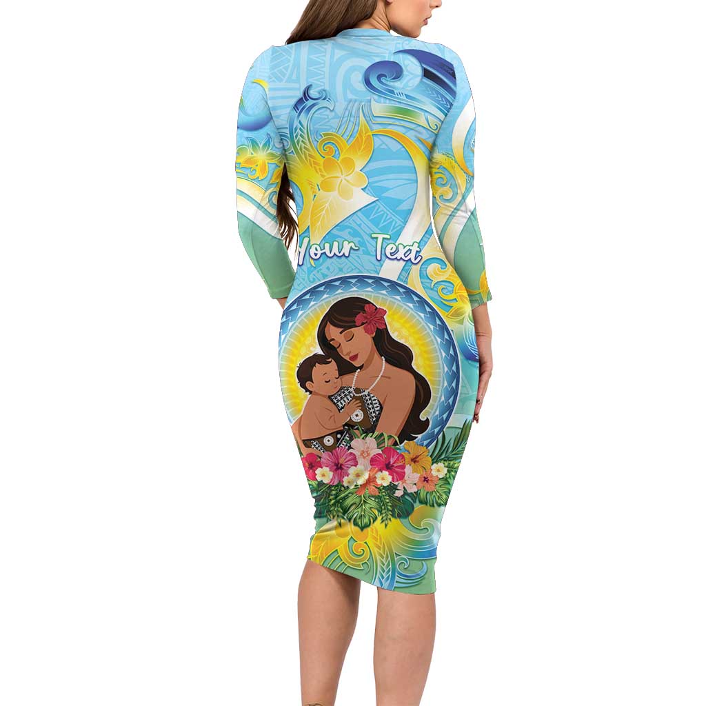 Personalised Fiji Mother's Day Long Sleeve Bodycon Dress I Love You Mom DT04 - Polynesian Pride