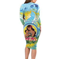 Personalised Fiji Mother's Day Long Sleeve Bodycon Dress I Love You Mom DT04 - Polynesian Pride