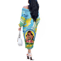 Personalised Fiji Mother's Day Off The Shoulder Long Sleeve Dress I Love You Mom DT04 - Polynesian Pride