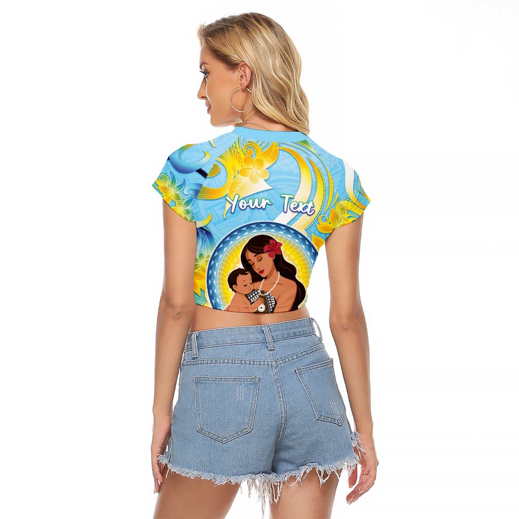 Personalised Fiji Mother's Day Raglan Cropped T Shirt I Love You Mom DT04 - Polynesian Pride