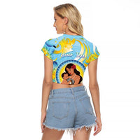 Personalised Fiji Mother's Day Raglan Cropped T Shirt I Love You Mom DT04 - Polynesian Pride