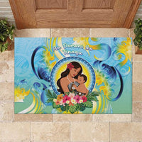 Fiji Mother's Day Rubber Doormat I Love You Mom DT04 Blue - Polynesian Pride