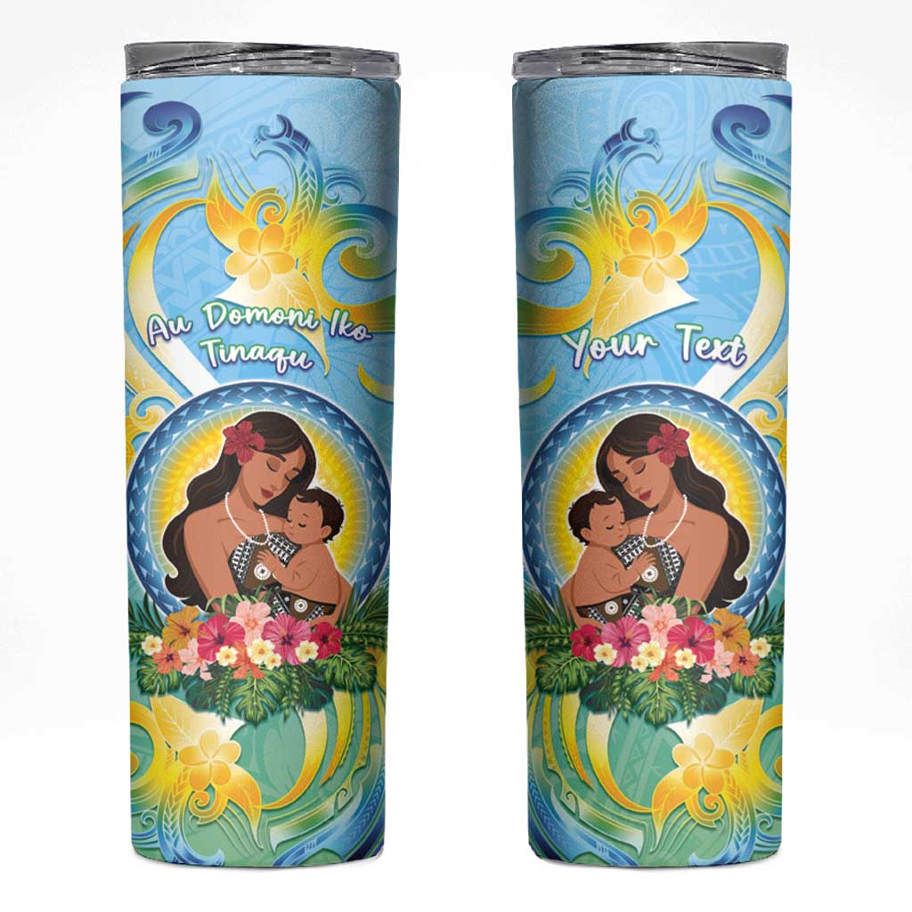 Personalised Fiji Mother's Day Skinny Tumbler I Love You Mom DT04 Blue - Polynesian Pride