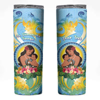Personalised Fiji Mother's Day Skinny Tumbler I Love You Mom DT04 Blue - Polynesian Pride