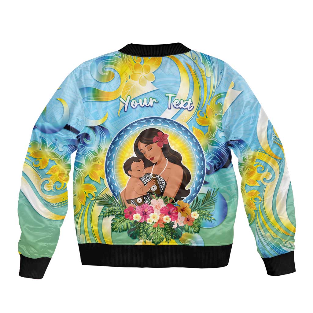 Personalised Fiji Mother's Day Sleeve Zip Bomber Jacket I Love You Mom