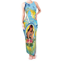 Personalised Fiji Mother's Day Tank Maxi Dress I Love You Mom DT04 Women Blue - Polynesian Pride