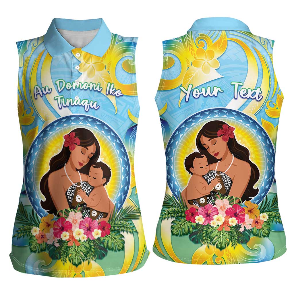 Personalised Fiji Mother's Day Women Sleeveless Polo Shirt I Love You Mom DT04 - Polynesian Pride