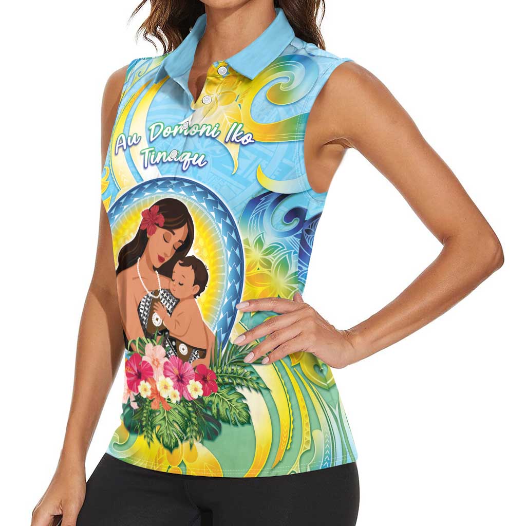 Personalised Fiji Mother's Day Women Sleeveless Polo Shirt I Love You Mom DT04 - Polynesian Pride