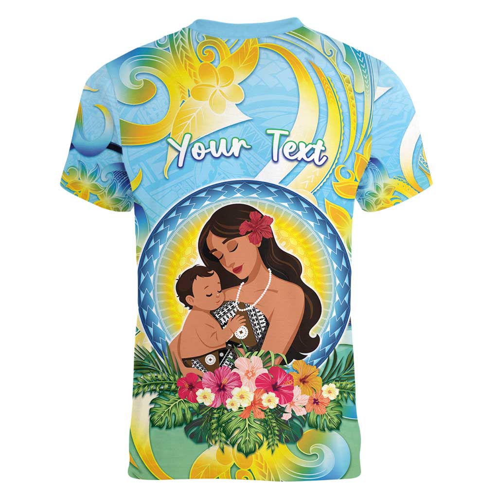 Personalised Fiji Mother's Day Women V-Neck T-Shirt I Love You Mom DT04 - Polynesian Pride