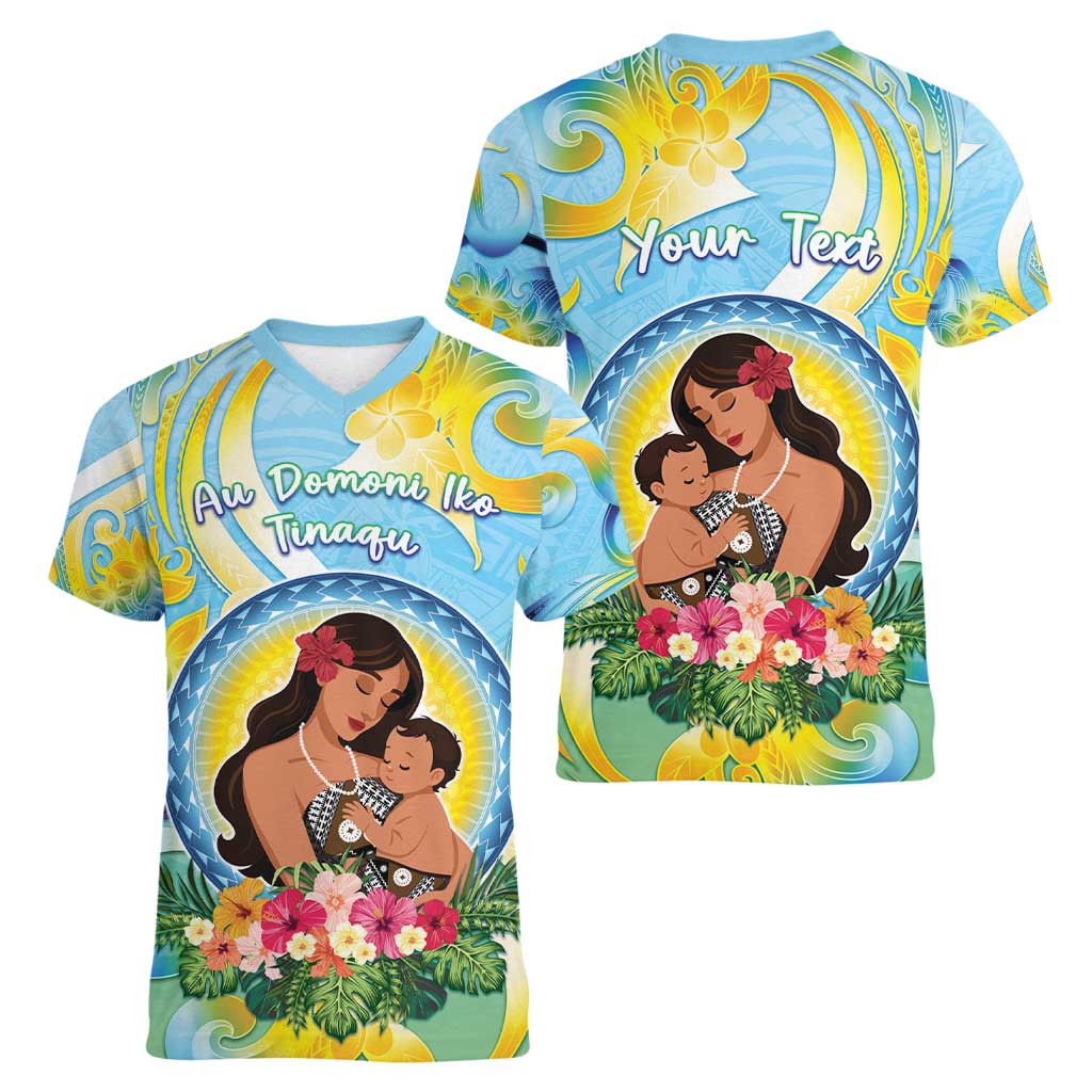Personalised Fiji Mother's Day Women V-Neck T-Shirt I Love You Mom DT04 - Polynesian Pride