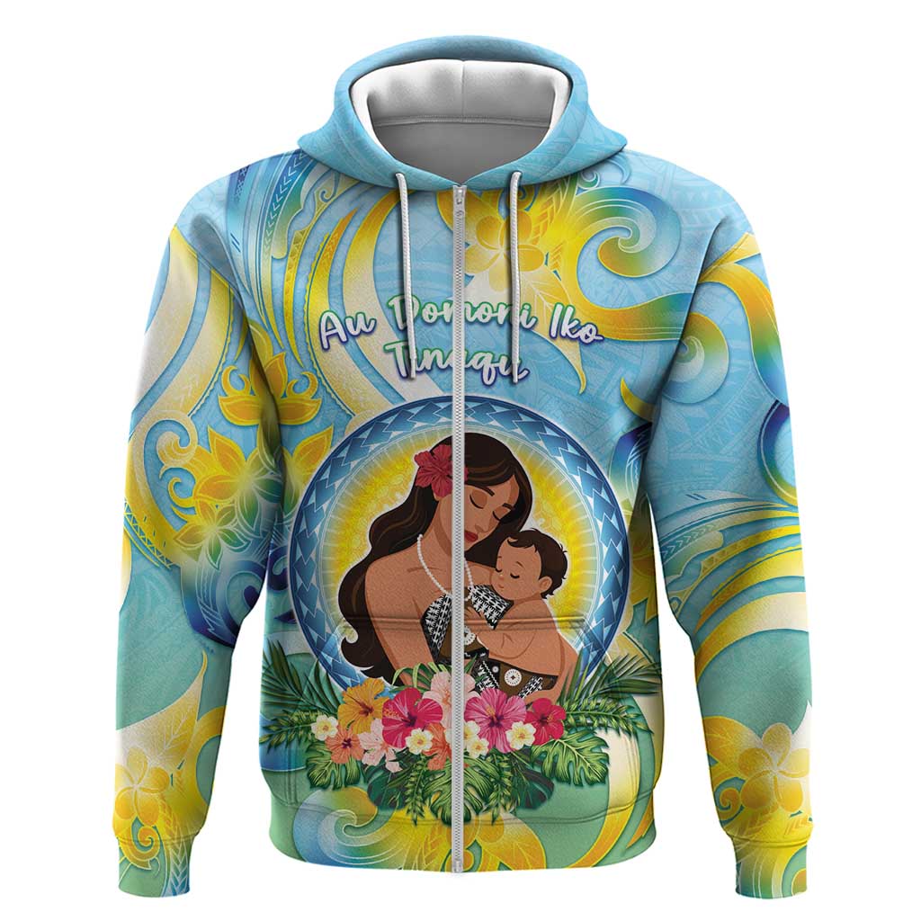Personalised Fiji Mother's Day Zip Hoodie I Love You Mom DT04 Zip Hoodie Blue - Polynesian Pride