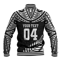Custom New Zealand Rugby Baseball Jacket Silver Fern Maori Pattern