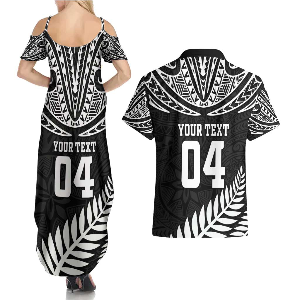 Custom New Zealand Rugby Couples Matching Summer Maxi Dress and Hawaiian Shirt Silver Fern Maori Pattern DT04 - Polynesian Pride