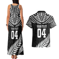 Custom New Zealand Rugby Couples Matching Tank Maxi Dress and Hawaiian Shirt Silver Fern Maori Pattern DT04 - Polynesian Pride