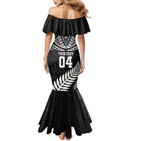 Custom New Zealand Rugby Family Matching Mermaid Dress and Hawaiian Shirt Silver Fern Maori Pattern DT04 - Polynesian Pride