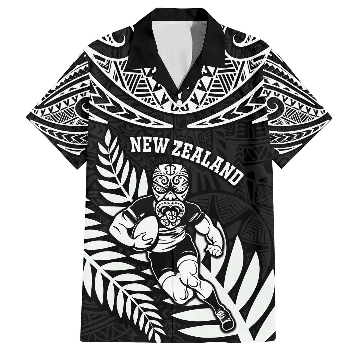 Custom New Zealand Rugby Family Matching Off The Shoulder Long Sleeve Dress and Hawaiian Shirt Silver Fern Maori Pattern