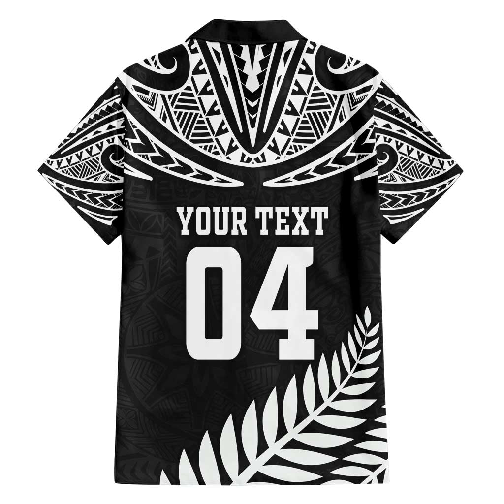 Custom New Zealand Rugby Hawaiian Shirt Silver Fern Maori Pattern