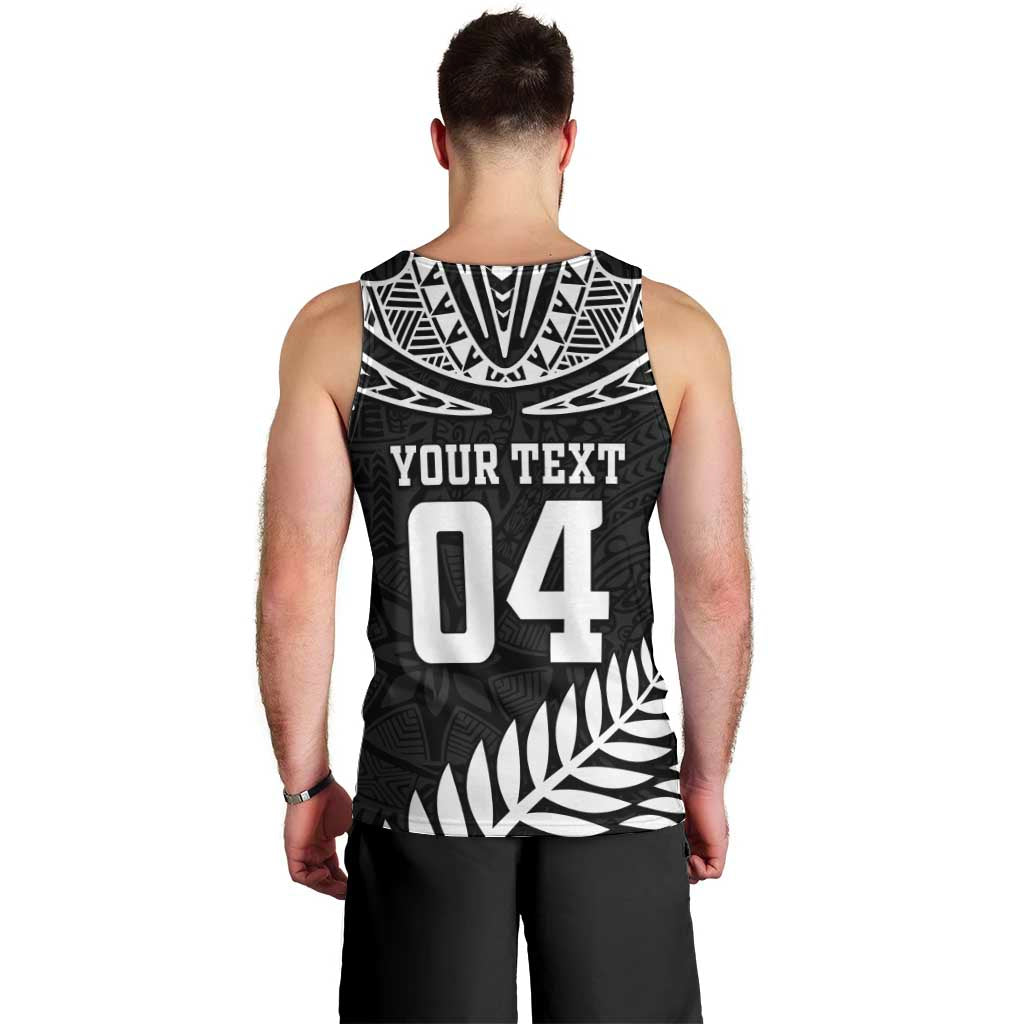 Custom New Zealand Rugby Men Tank Top Silver Fern Maori Pattern