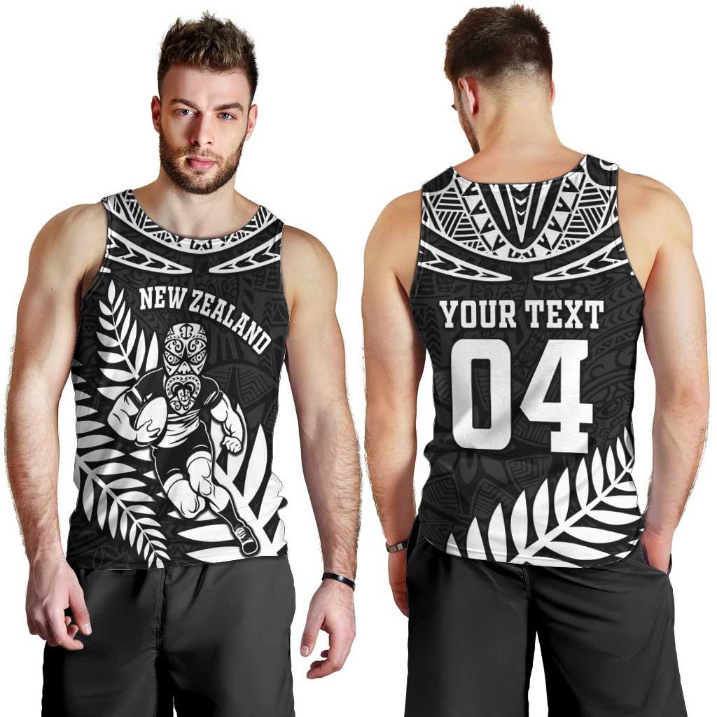 Custom New Zealand Rugby Men Tank Top Silver Fern Maori Pattern