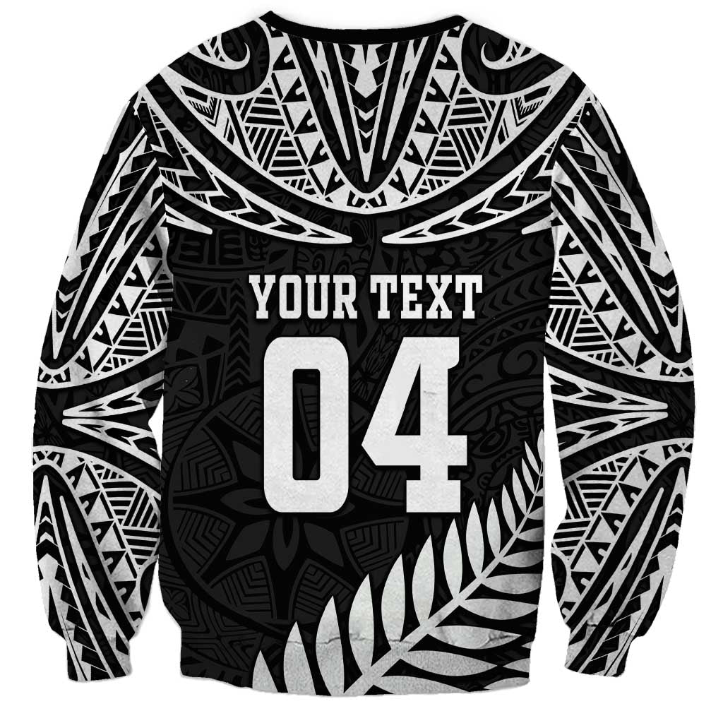 Custom New Zealand Rugby Sweatshirt Silver Fern Maori Pattern