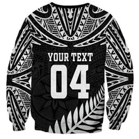Custom New Zealand Rugby Sweatshirt Silver Fern Maori Pattern