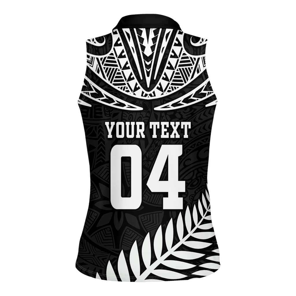 Custom New Zealand Rugby Women Sleeveless Polo Shirt Silver Fern Maori Pattern DT04 - Polynesian Pride