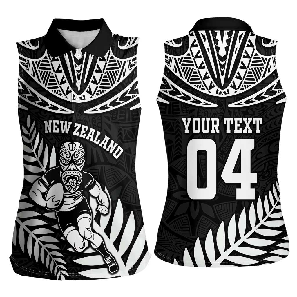 Custom New Zealand Rugby Women Sleeveless Polo Shirt Silver Fern Maori Pattern DT04 - Polynesian Pride