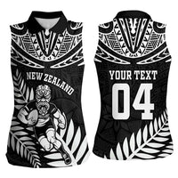 Custom New Zealand Rugby Women Sleeveless Polo Shirt Silver Fern Maori Pattern DT04 - Polynesian Pride