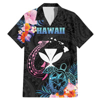 Personalised Hawaii Family Matching Mermaid Dress and Hawaiian Shirt Kanaka Maoli With Fish Hook DT04 Dad's Shirt - Short Sleeve Black - Polynesian Pride