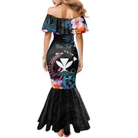 Personalised Hawaii Family Matching Mermaid Dress and Hawaiian Shirt Kanaka Maoli With Fish Hook DT04 - Polynesian Pride