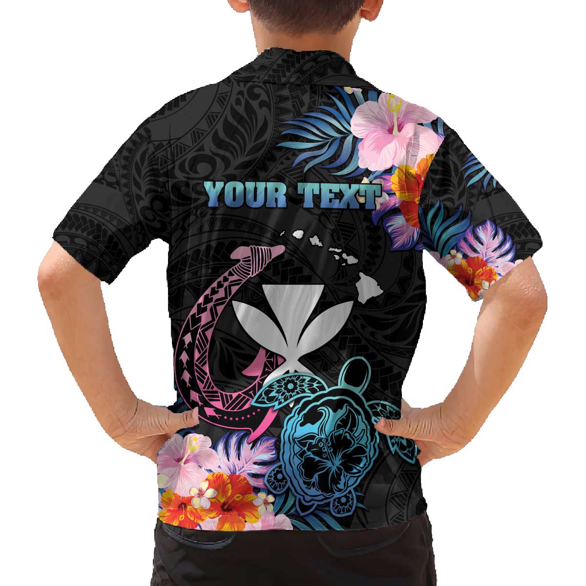 Personalised Hawaii Family Matching Off The Shoulder Long Sleeve Dress and Hawaiian Shirt Kanaka Maoli With Fish Hook DT04 - Polynesian Pride