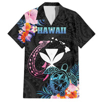 Personalised Hawaii Family Matching Off Shoulder Maxi Dress and Hawaiian Shirt Kanaka Maoli With Fish Hook DT04 Dad's Shirt - Short Sleeve Black - Polynesian Pride