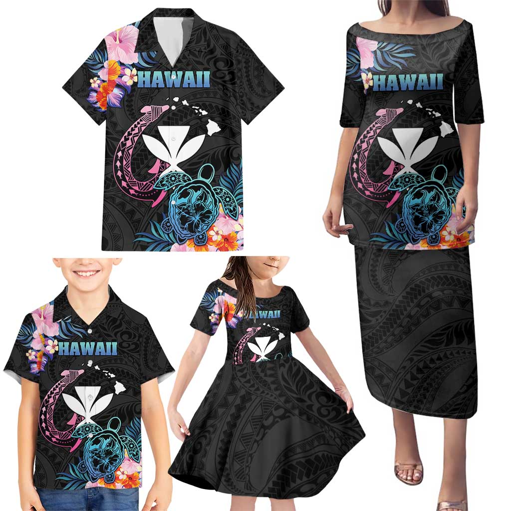 Personalised Hawaii Family Matching Puletasi and Hawaiian Shirt Kanaka Maoli With Fish Hook DT04 - Polynesian Pride
