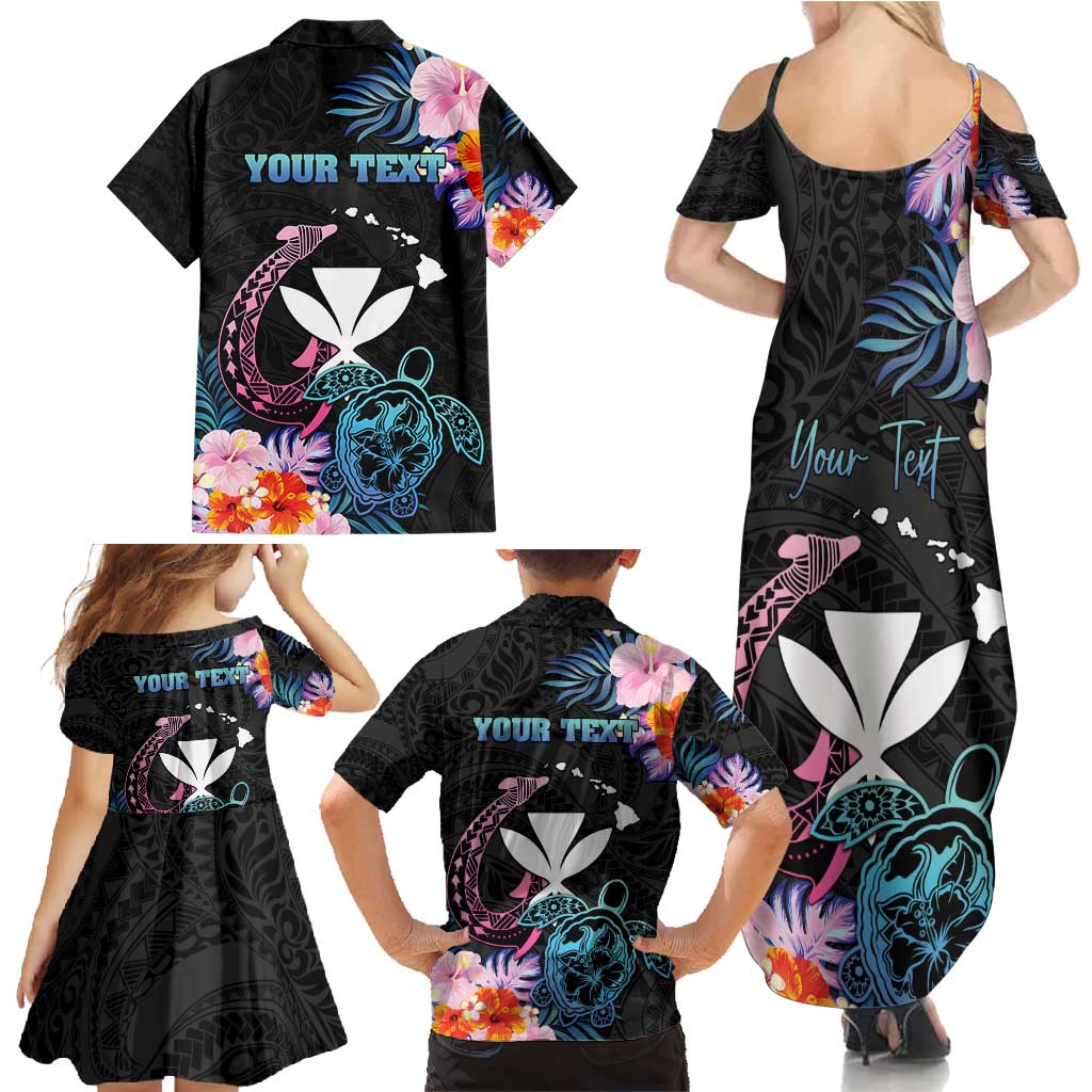 Personalised Hawaii Family Matching Summer Maxi Dress and Hawaiian Shirt Kanaka Maoli With Fish Hook DT04 - Polynesian Pride