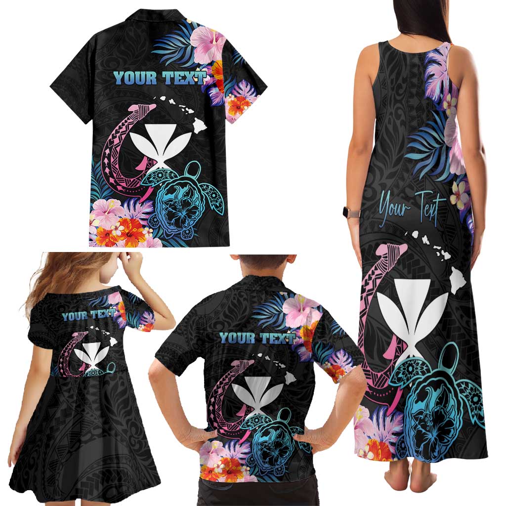 Personalised Hawaii Family Matching Tank Maxi Dress and Hawaiian Shirt Kanaka Maoli With Fish Hook DT04 - Polynesian Pride