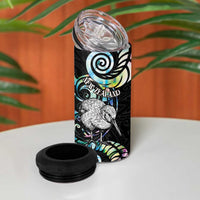 New Zealand Kiwi Bird 4 in 1 Can Cooler Tumbler Silver Fern Koru Paua Shell DT04 - Polynesian Pride