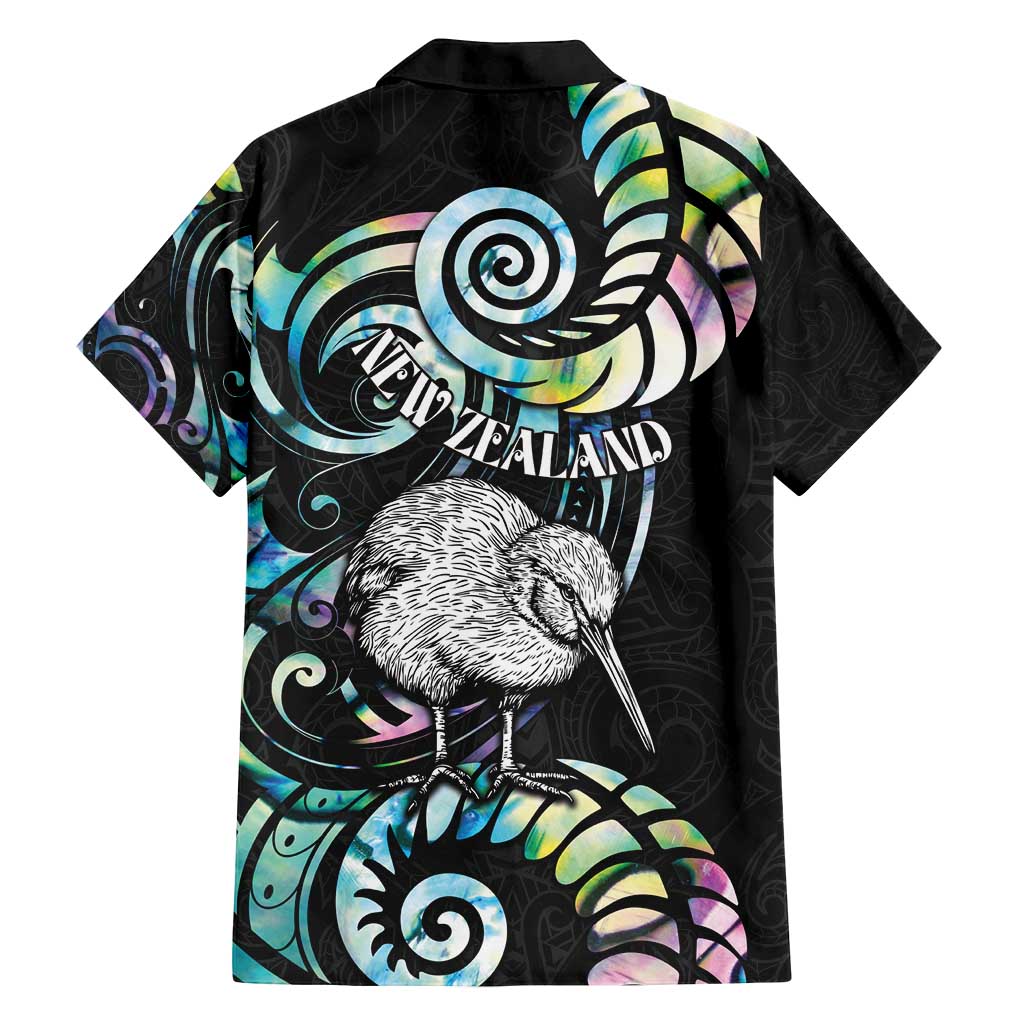 New Zealand Kiwi Bird Family Matching Off Shoulder Short Dress and Hawaiian Shirt Silver Fern Koru Paua Shell DT04 - Polynesian Pride